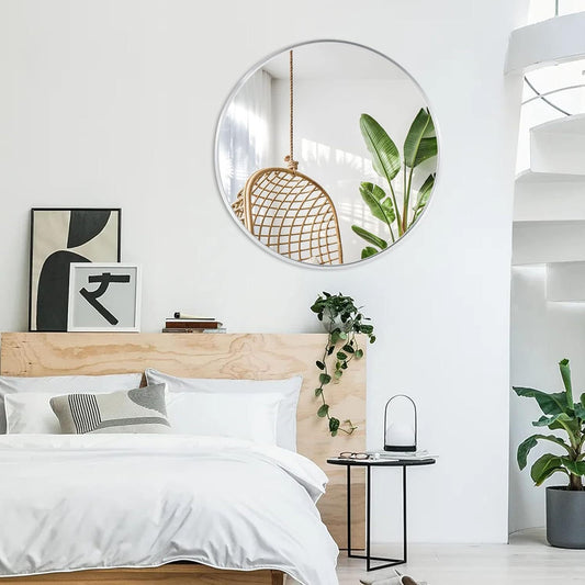 Round Silver Framed Mirror - 36"