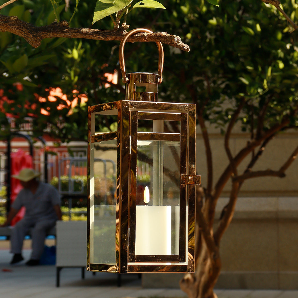 Rose Gold Decorative Lantern - 12'' H