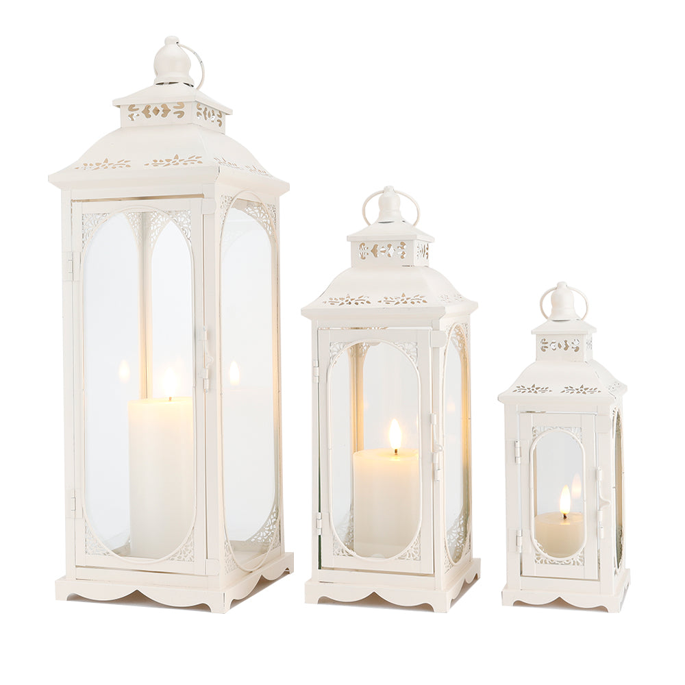 White Vintage Candle Lanterns (Set of 3)
