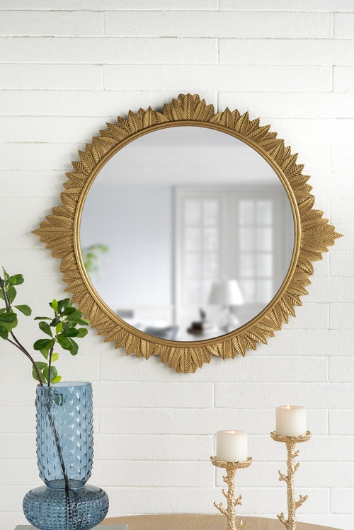 Ornate Leaf Gold Framed Mirror - 35.5" x 31.5"