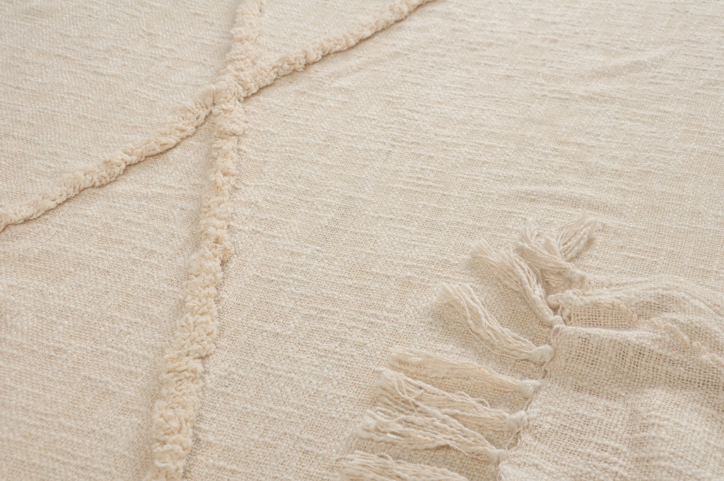 Woven Cotton Throw Blanket with Fringe - 60" X 50"