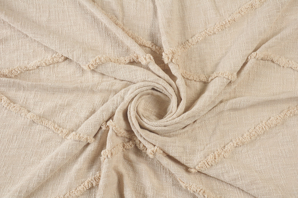 Woven Cotton Throw Blanket with Fringe - 60" X 50"