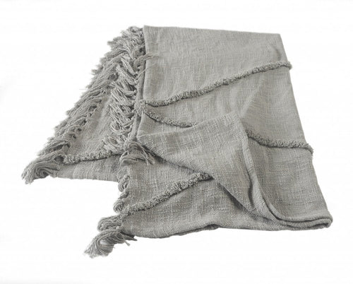 Woven Cotton Throw Blanket with Fringe - 60" X 50"