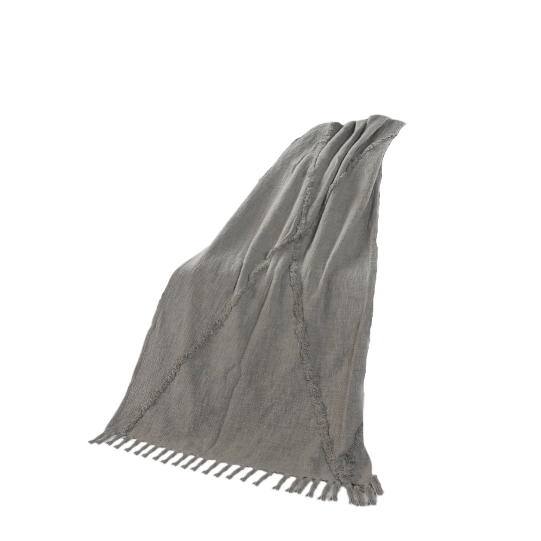 Woven Cotton Throw Blanket with Fringe - 60" X 50"