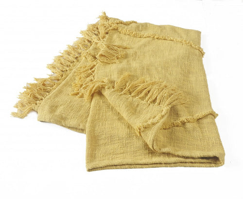 Woven Cotton Throw Blanket with Fringe - 60" X 50"