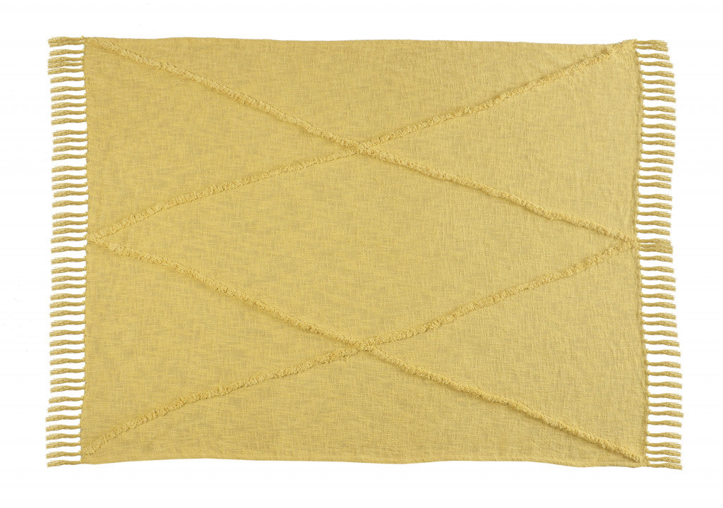Woven Cotton Throw Blanket with Fringe - 60" X 50"