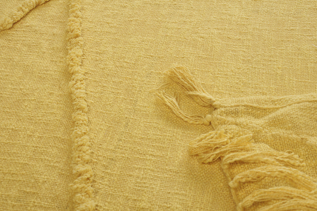 Woven Cotton Throw Blanket with Fringe - 60" X 50"