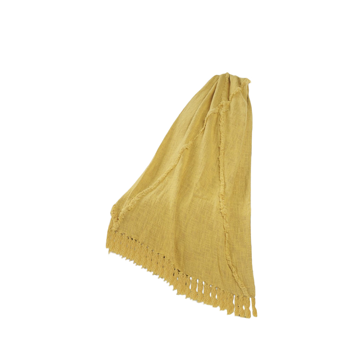 Woven Cotton Throw Blanket with Fringe - 60" X 50"