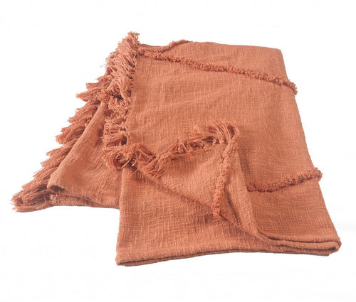 Woven Cotton Throw Blanket with Fringe - 60" X 50"