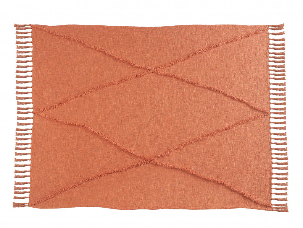 Woven Cotton Throw Blanket with Fringe - 60" X 50"