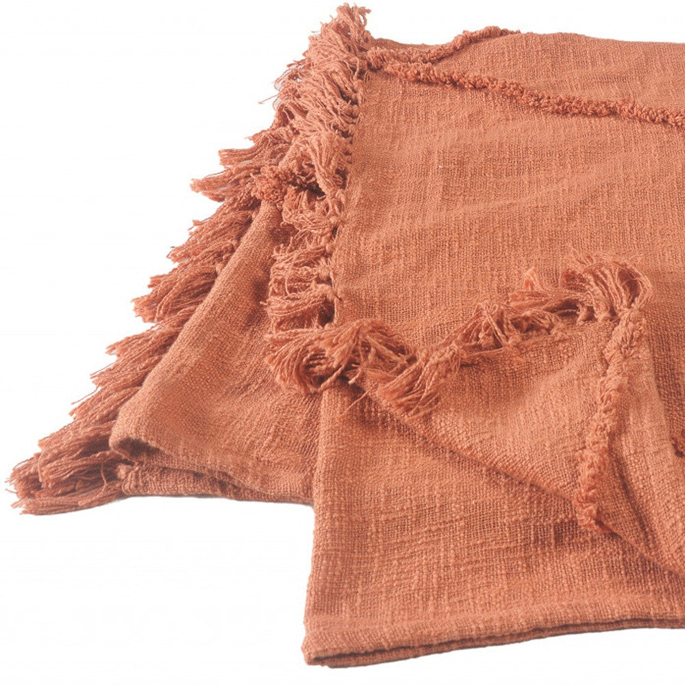 Woven Cotton Throw Blanket with Fringe - 60" X 50"