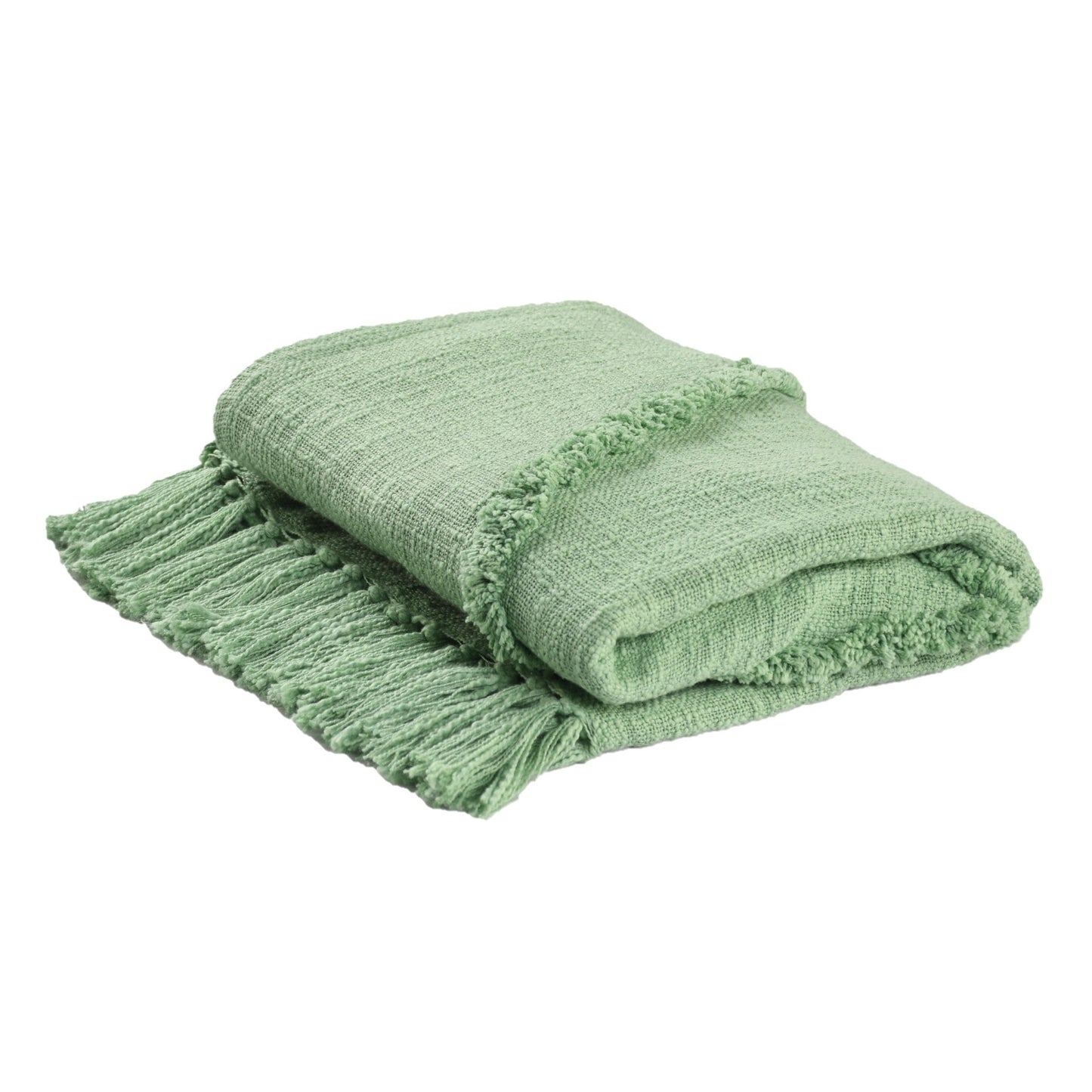 Woven Cotton Throw Blanket with Fringe - 60" X 50"