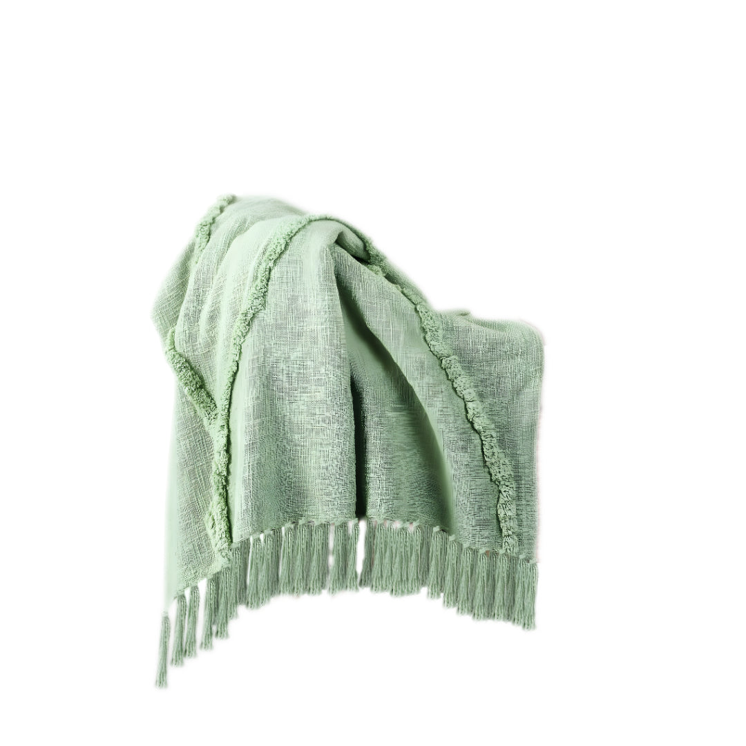Woven Cotton Throw Blanket with Fringe - 60" X 50"