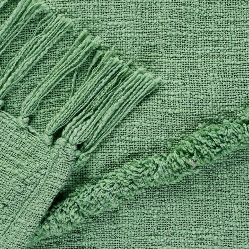Woven Cotton Throw Blanket with Fringe - 60" X 50"