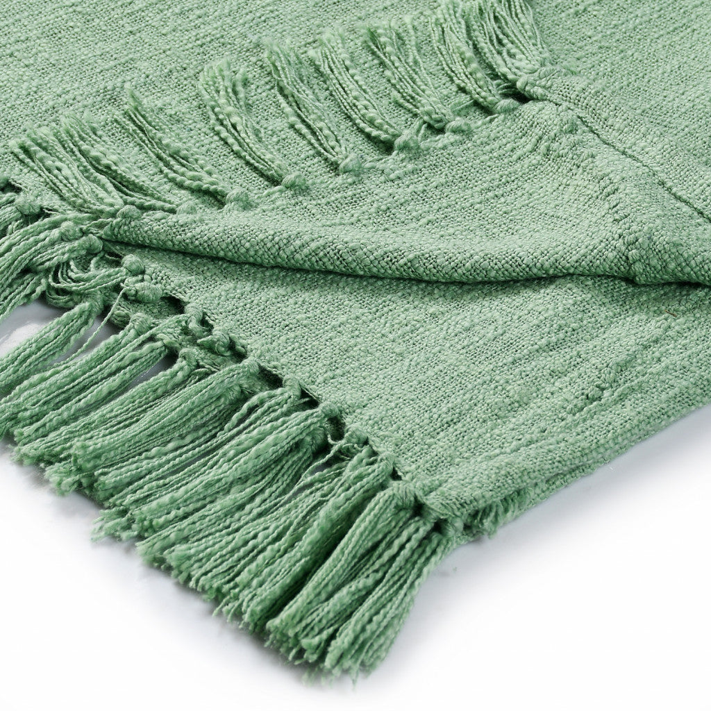 Woven Cotton Throw Blanket with Fringe - 60" X 50"