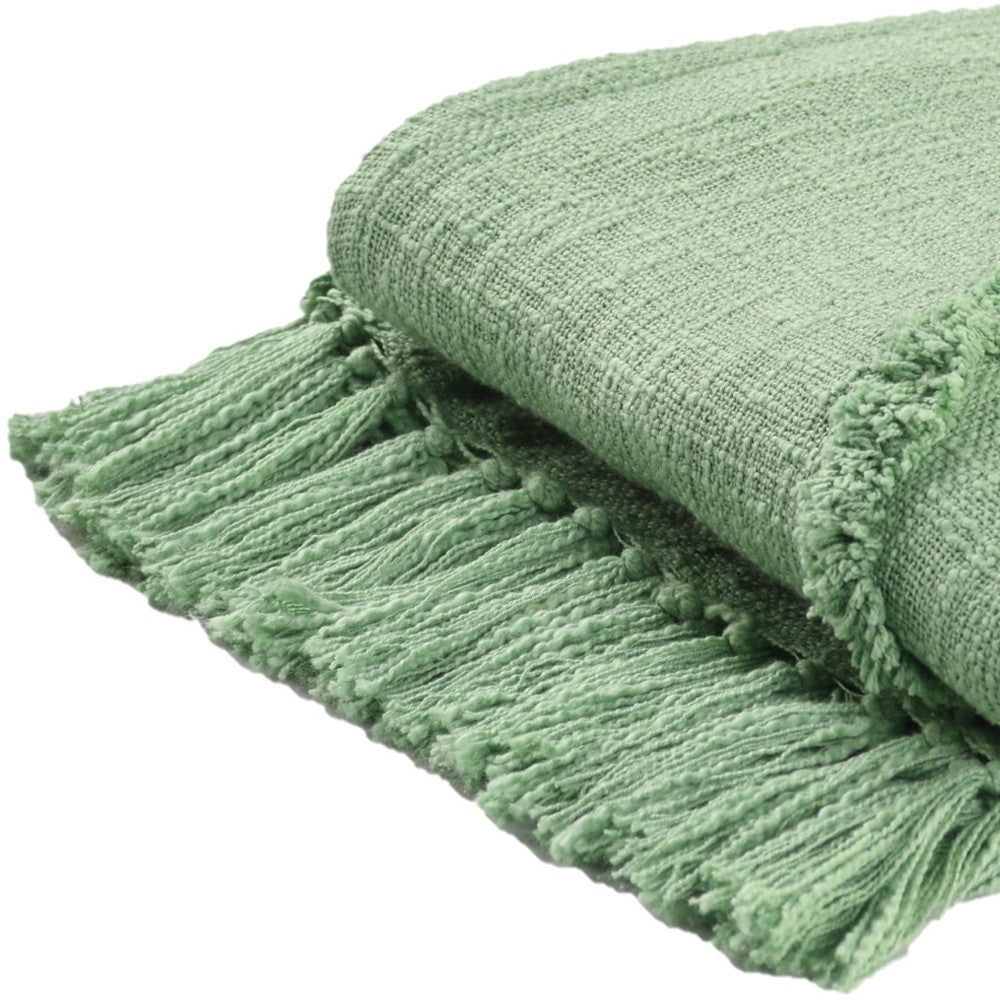 Woven Cotton Throw Blanket with Fringe - 60" X 50"