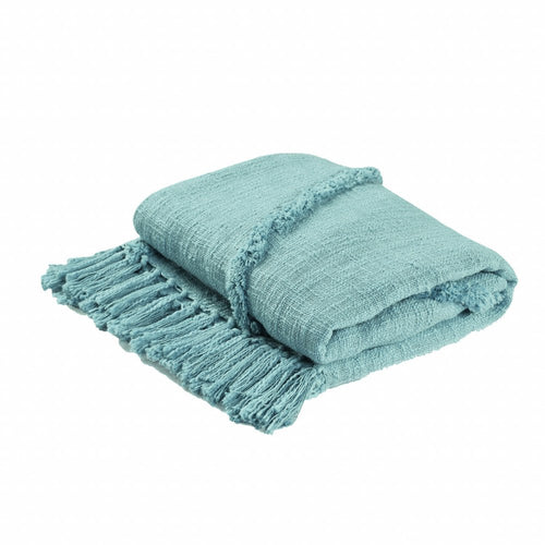 Woven Cotton Throw Blanket with Fringe - 60" X 50"