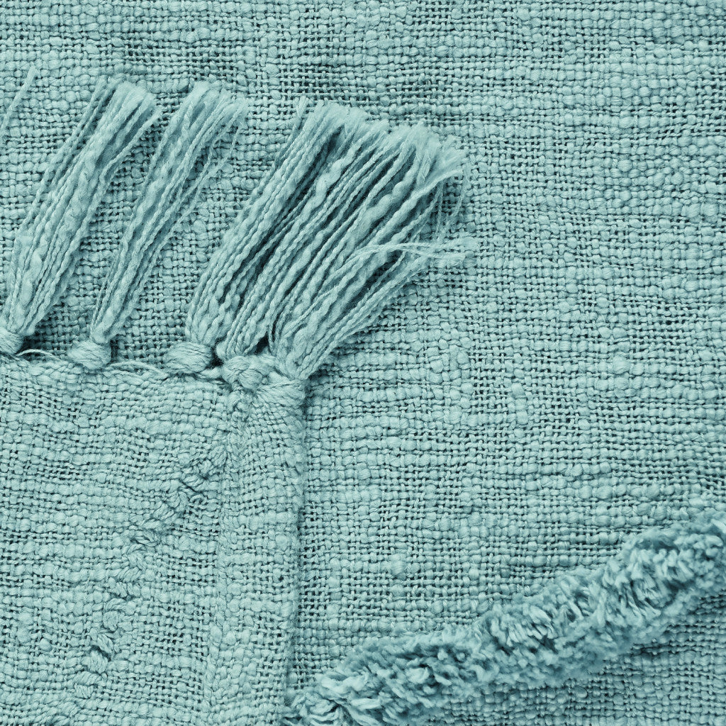 Woven Cotton Throw Blanket with Fringe - 60" X 50"