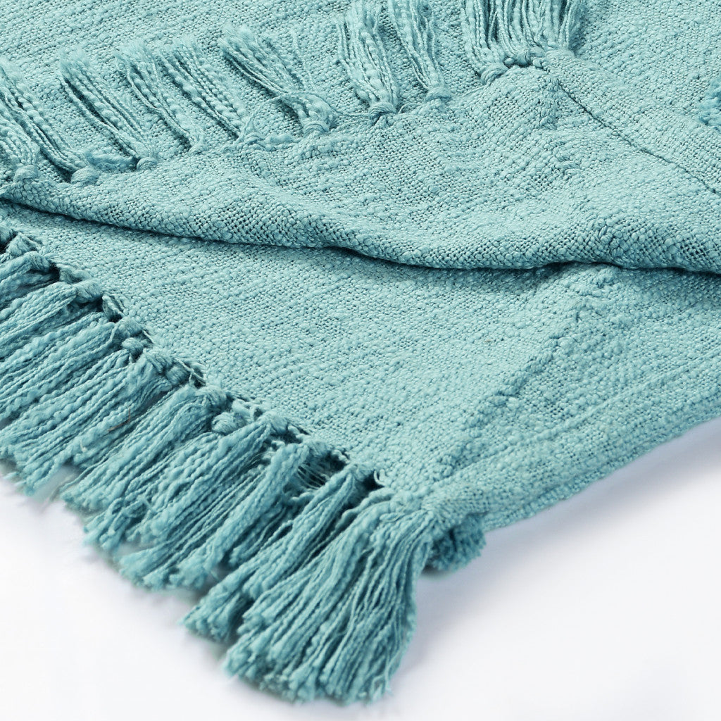 Woven Cotton Throw Blanket with Fringe - 60" X 50"