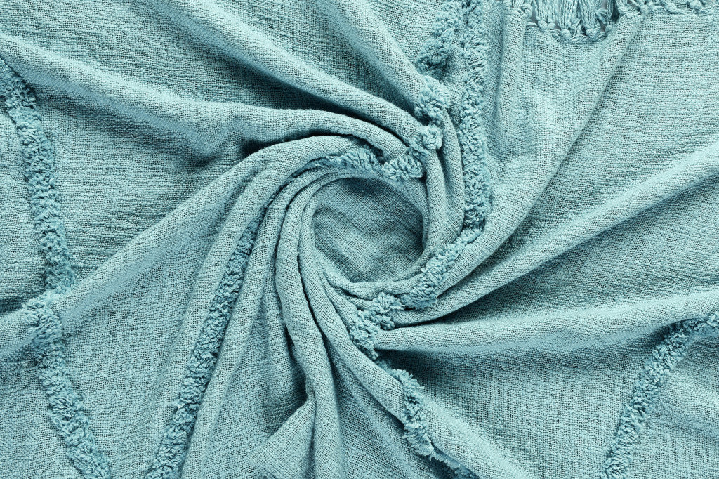 Woven Cotton Throw Blanket with Fringe - 60" X 50"