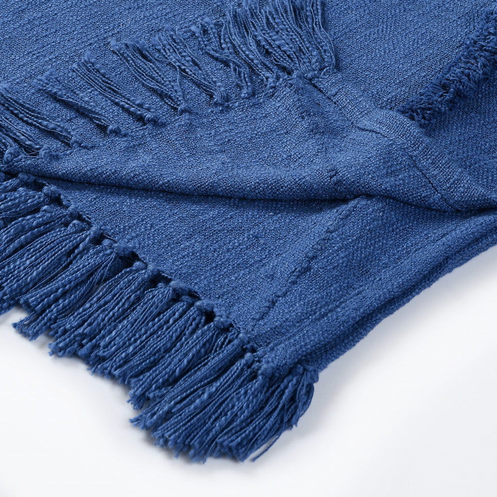 Woven Cotton Throw Blanket with Fringe - 60" X 50"
