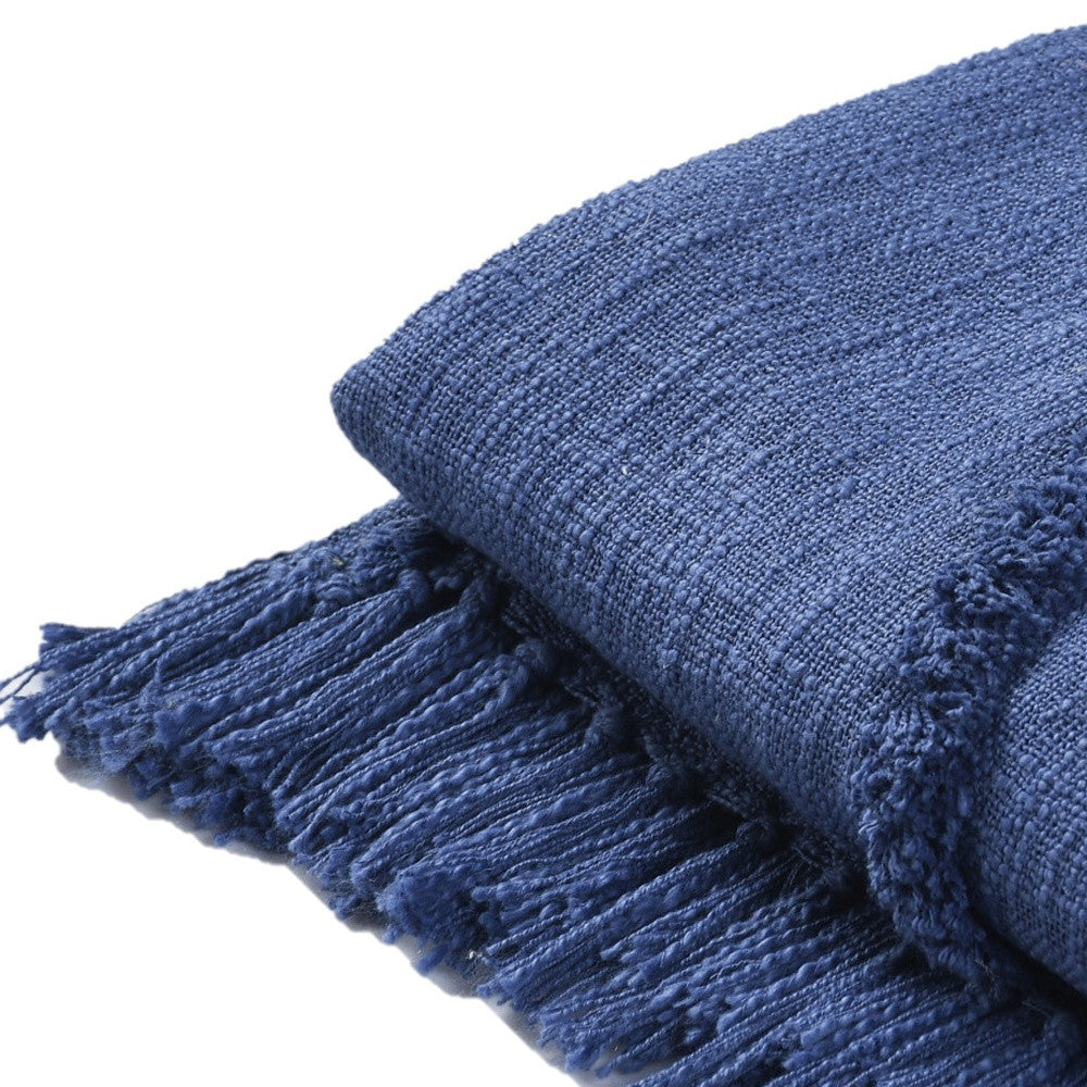Woven Cotton Throw Blanket with Fringe - 60" X 50"