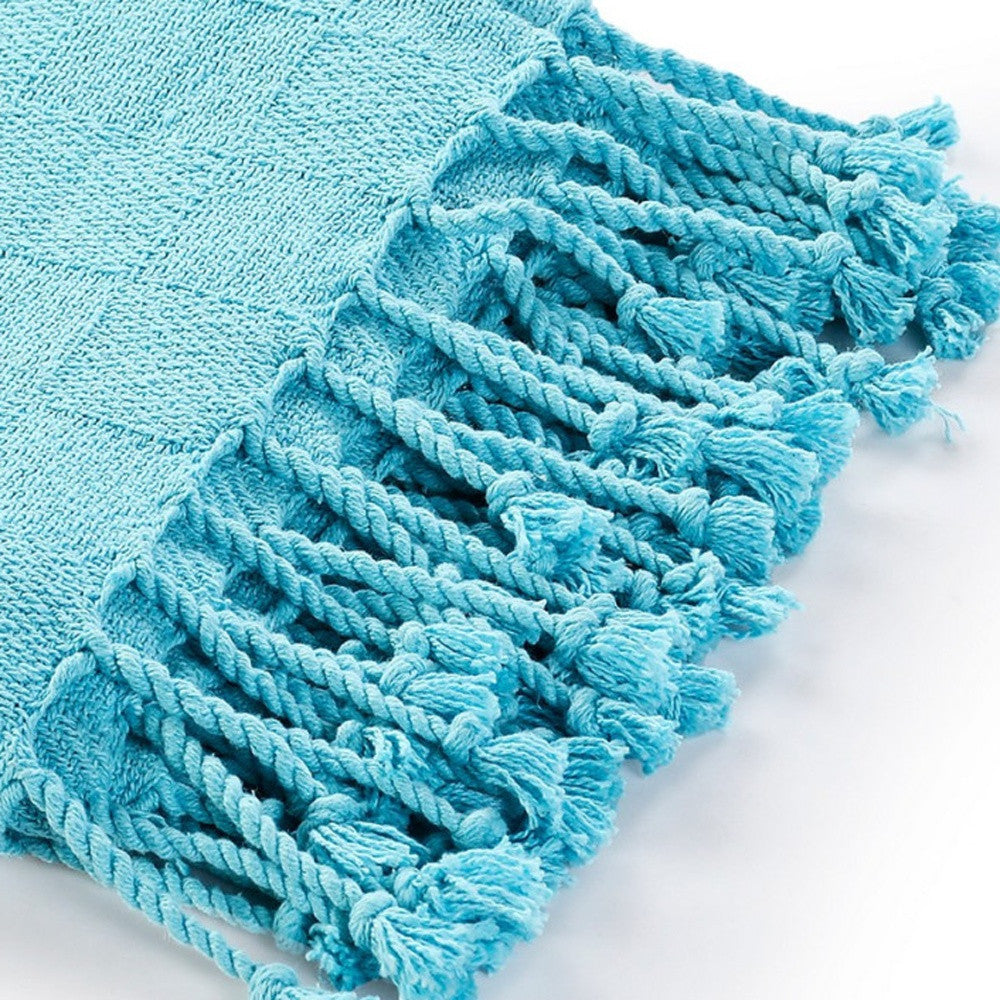 Woven Cotton Throw Blanket with Fringe - 50" X 60"