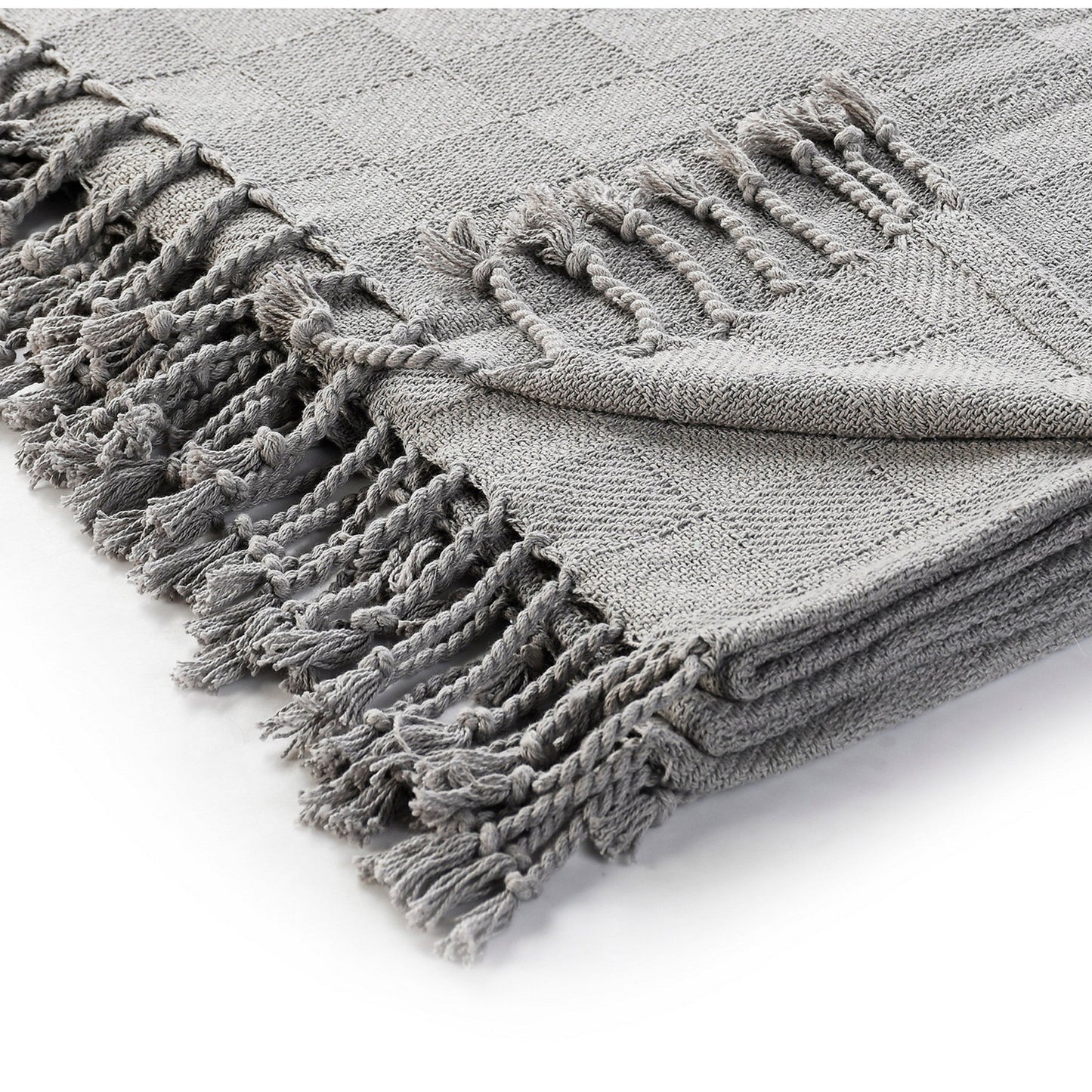 Woven Cotton Throw Blanket with Fringe - 50" X 60"