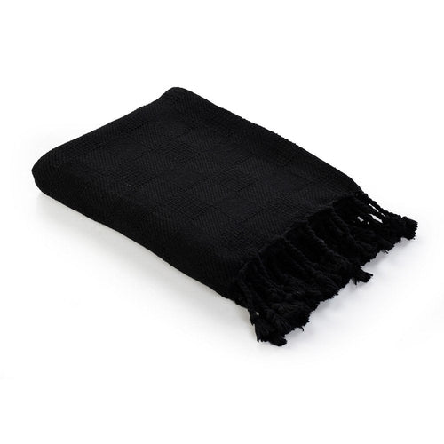Woven Cotton Throw Blanket with Fringe - 50" X 60"
