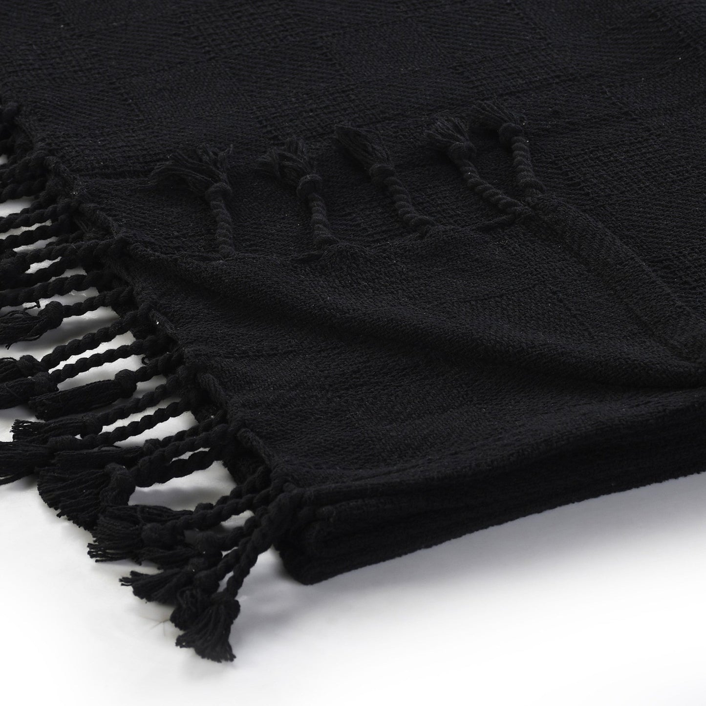 Woven Cotton Throw Blanket with Fringe - 50" X 60"