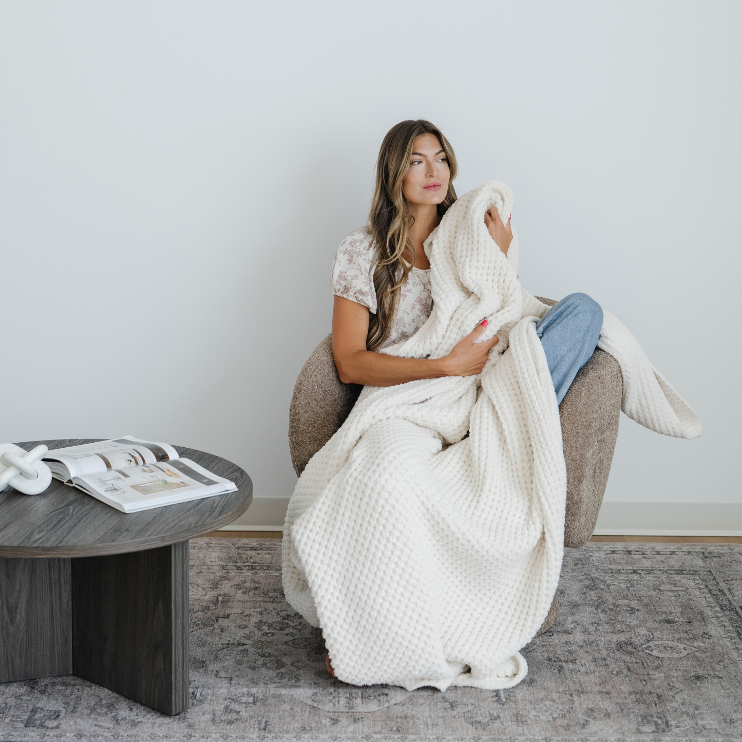 WAFFLE KNIT THROW BLANKET