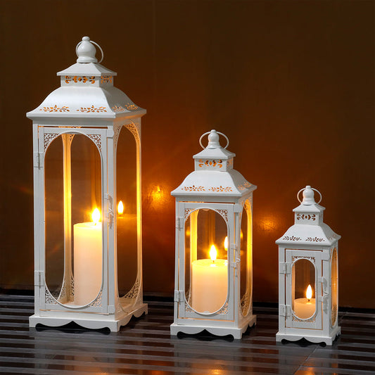 White Vintage Candle Lanterns (Set of 3)