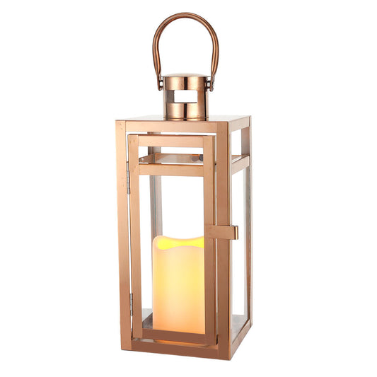 Rose Gold Decorative Lantern - 12'' H