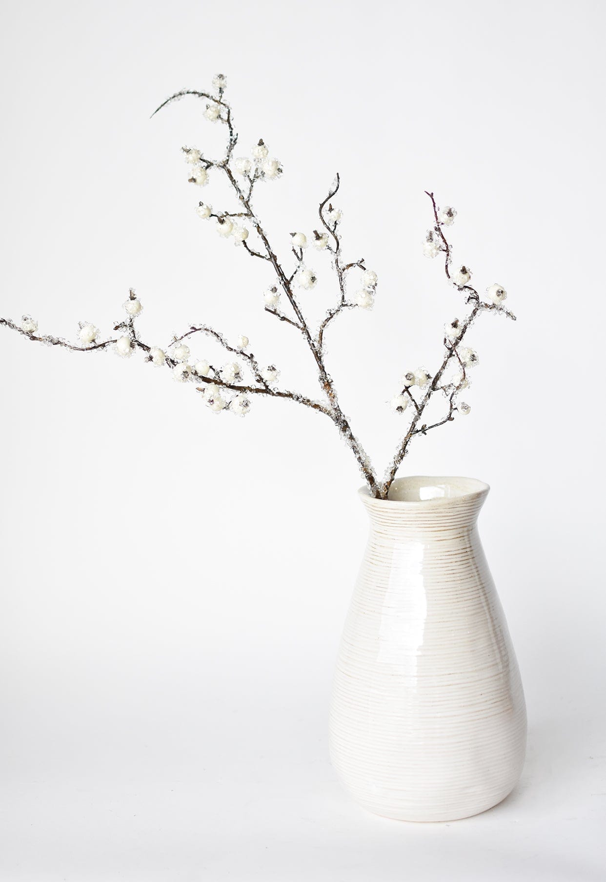 Faux Iced White Berry Stem - 29"