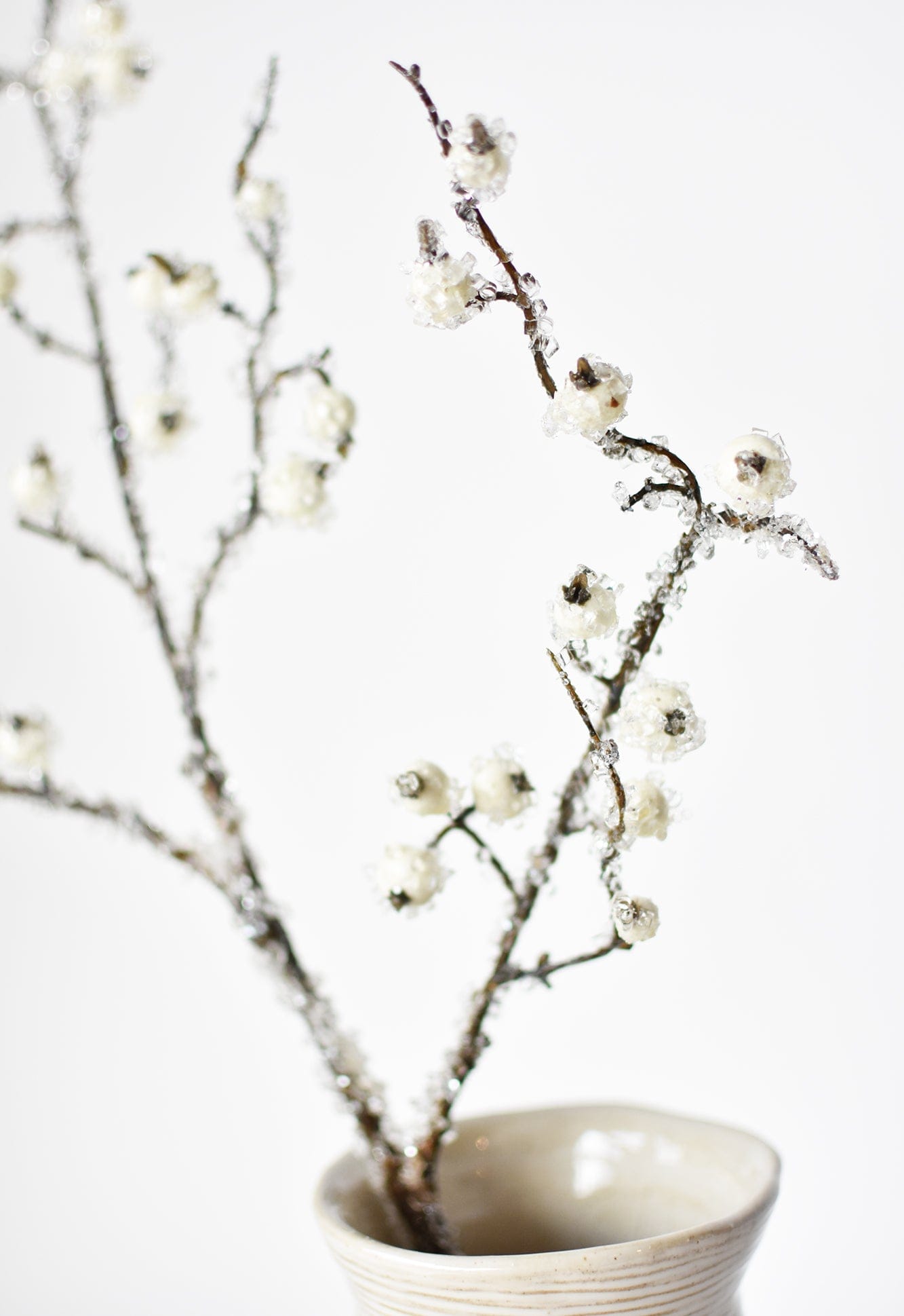 Faux Iced White Berry Stem - 29"