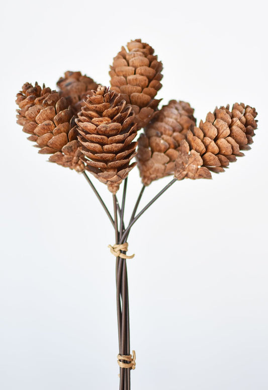 Faux Pinecone Stem Bundle - 10"