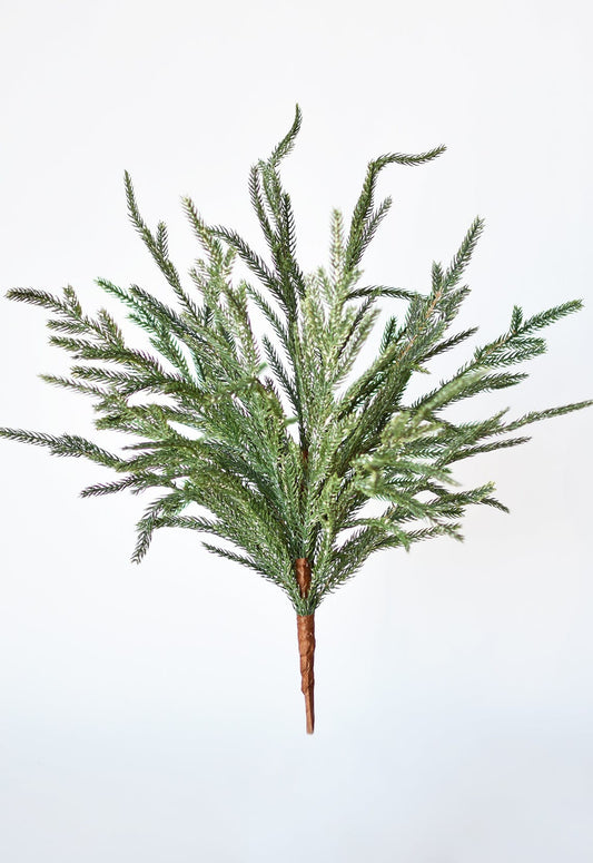 Faux Whitewash Green Norfolk Pine Spray Bush - 20"