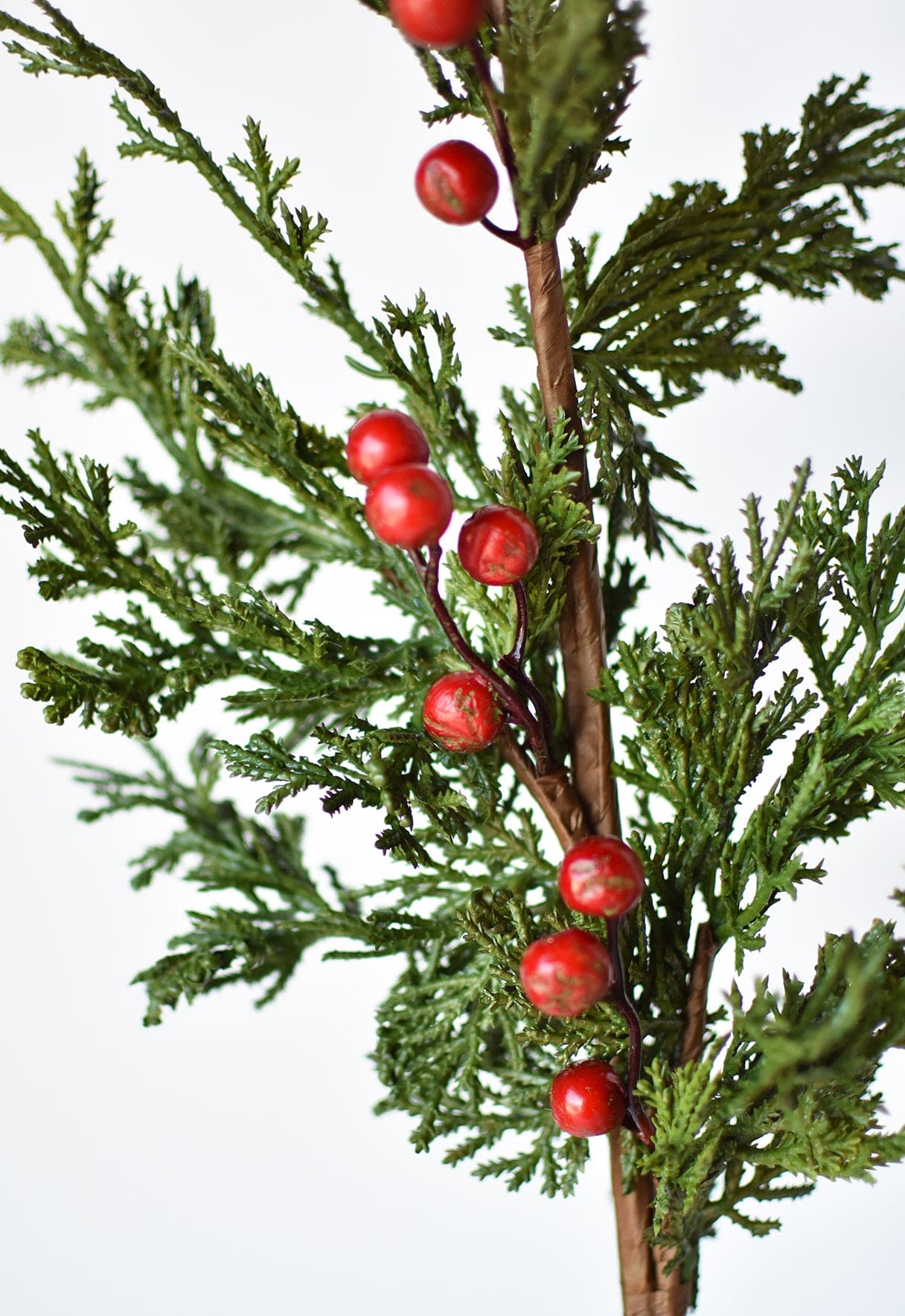 Faux Cedar Spray with Red Berry Stem - 24"