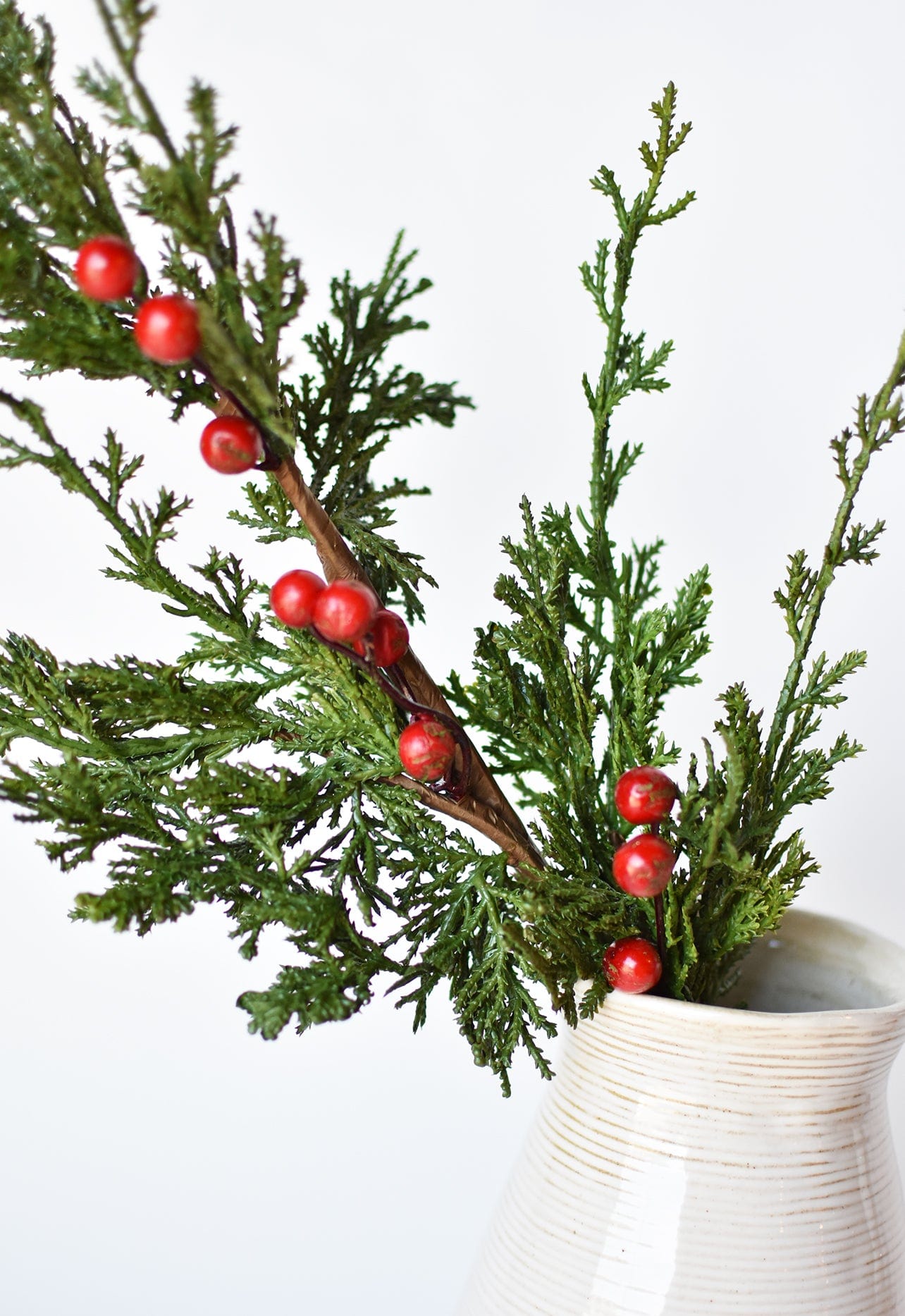 Faux Cedar Spray with Red Berry Stem - 24"