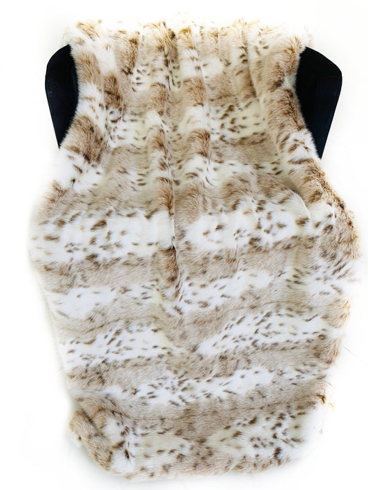 Beige Leopard Faux Fur Luxury Throw Blanket
