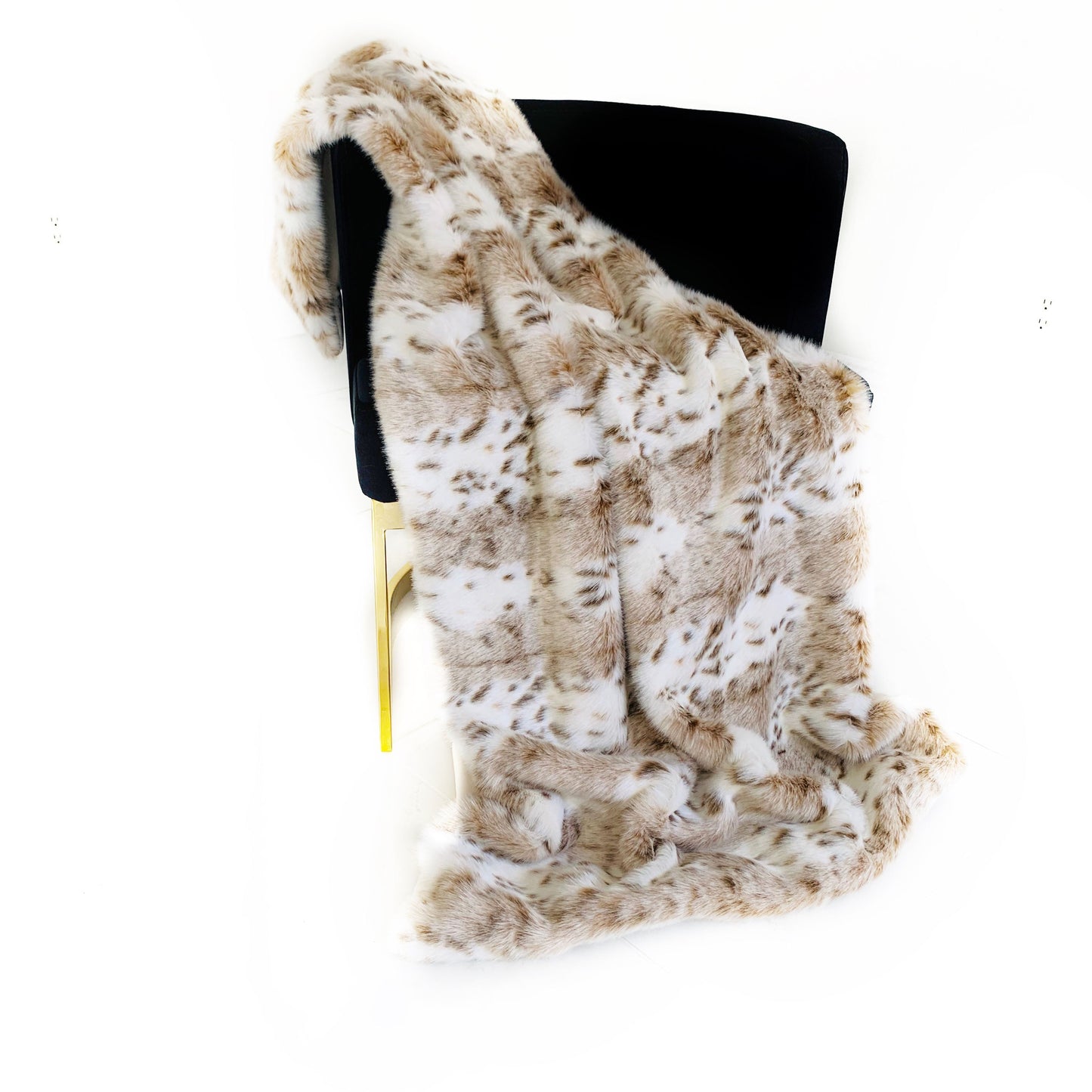 Beige Leopard Faux Fur Luxury Throw Blanket