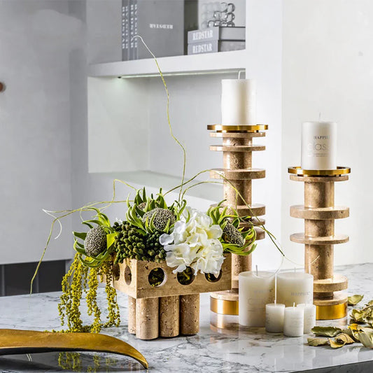 Travertine Marble Candle Holder