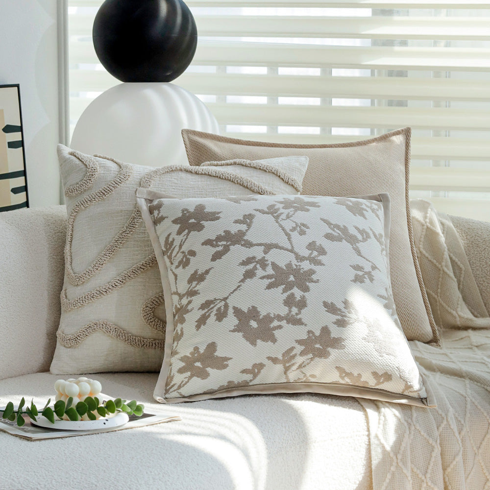 Jacquard Floral Chenille Throw Pillow, 18" x18", cover and insert