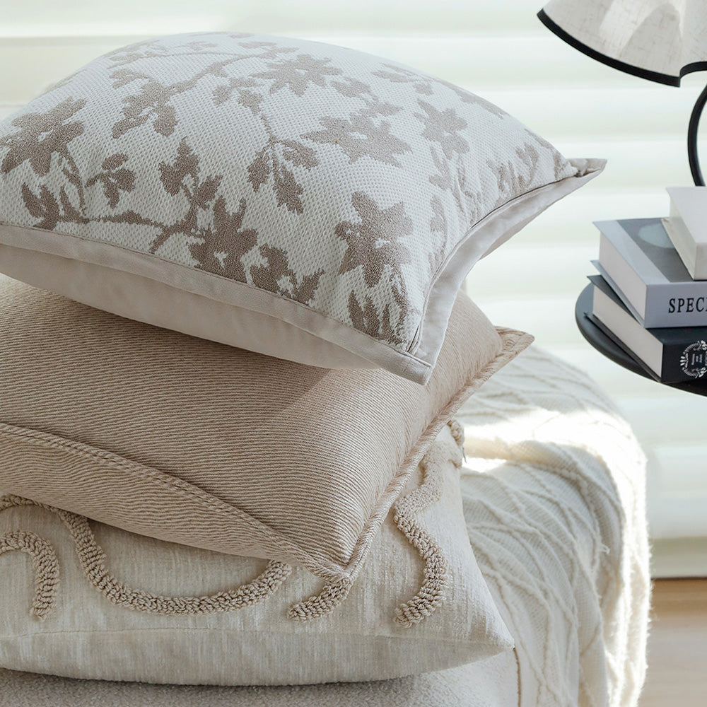 Jacquard Floral Chenille Throw Pillow, 18" x18", cover and insert