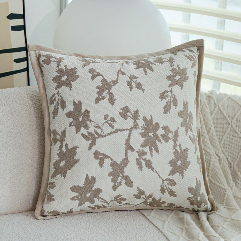 Jacquard Floral Chenille Throw Pillow, 18" x18", cover and insert