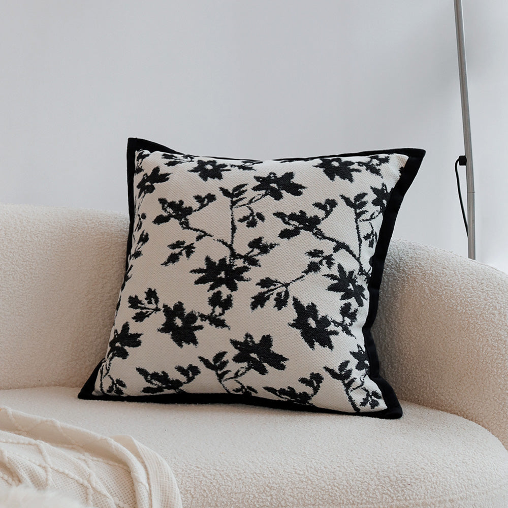 Jacquard Floral Chenille Throw Pillow, 18" x18", cover and insert