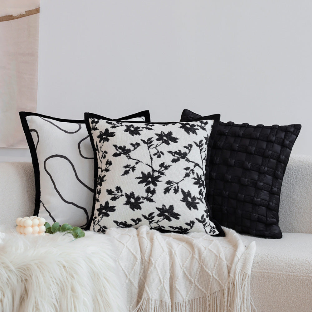 Jacquard Floral Chenille Throw Pillow, 18" x18", cover and insert