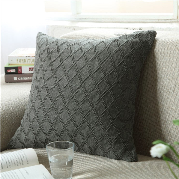 Curated Diamond Knit Throw Pillow - 18"x18" (with insert)