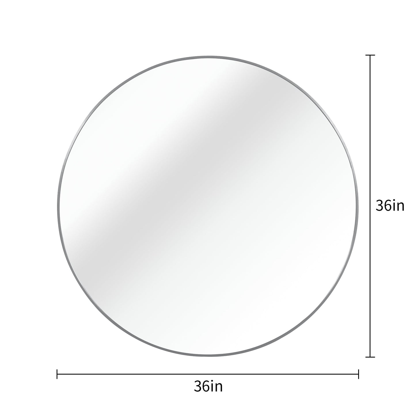 Round Silver Framed Mirror - 36"