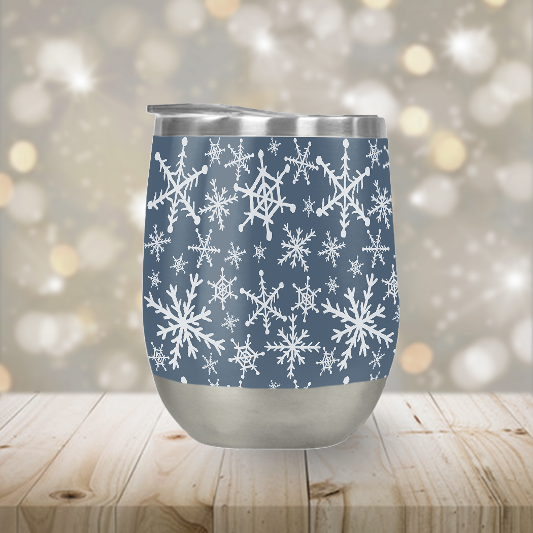 Blue Snowflakes - Stemless Wine Tumbler